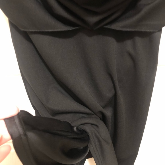 BLACK Sleeveless Mini Dress with Ruched Top & T Back Strap (Evening Wear) - Picture 11 of 12